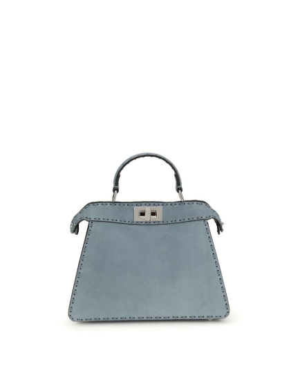 Fendi Blue Calf Leather Bos Taurus Handbag