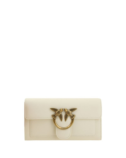 PINKO White Calf Leather Bos Taurus Shoulder Bag