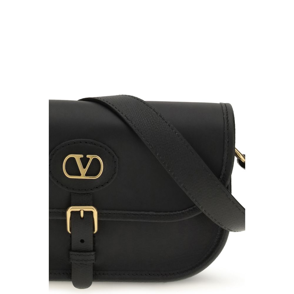Valentino Garavani Black Calf Leather Bos Taurus Shoulder Bag - Image 4