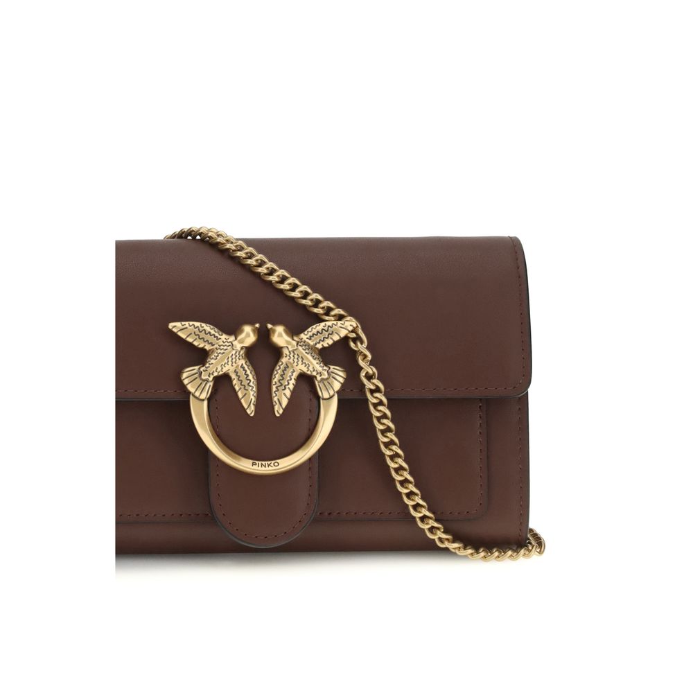 PINKO Brown Calf Leather Bos Taurus Shoulder Bag - Image 4