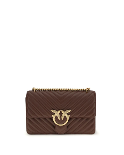 PINKO Brown Calf Leather Bos Taurus Shoulder Bag