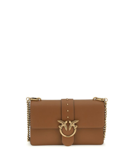 PINKO Brown Calf Leather Bos Taurus Shoulder Bag