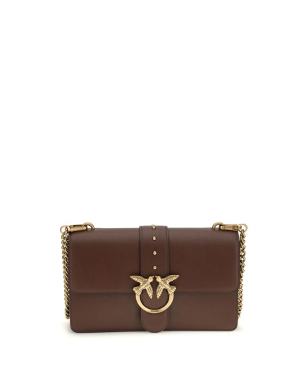 PINKO Brown Calf Leather Bos Taurus Shoulder Bag