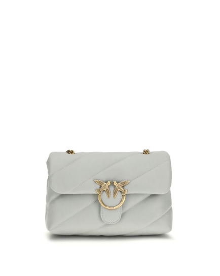 PINKO Gray Calf Leather Bos Taurus Shoulder Bag