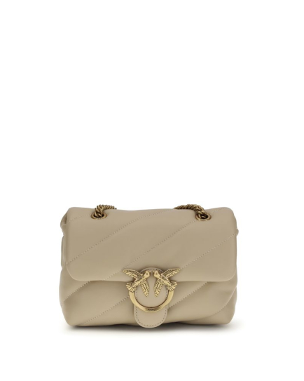 PINKO Beige Calf Leather Bos Taurus Shoulder Bag