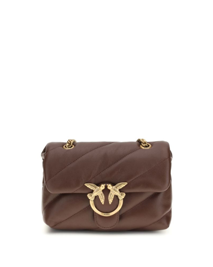 PINKO Brown Calf Leather Bos Taurus Shoulder Bag