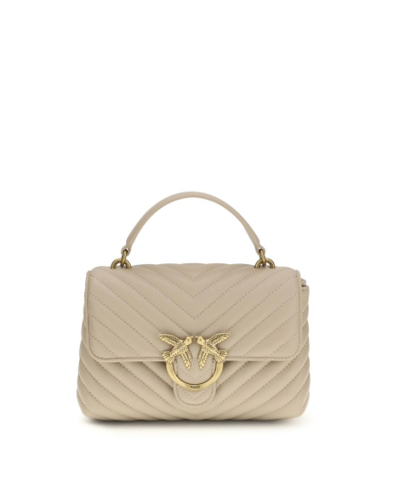 PINKO Beige Calf Leather Bos Taurus Handbag