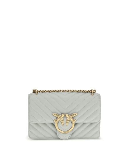 PINKO Gray Calf Leather Bos Taurus Shoulder Bag