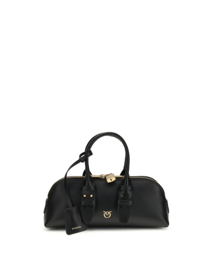 PINKO Black Calf Leather Bos Taurus Handbag