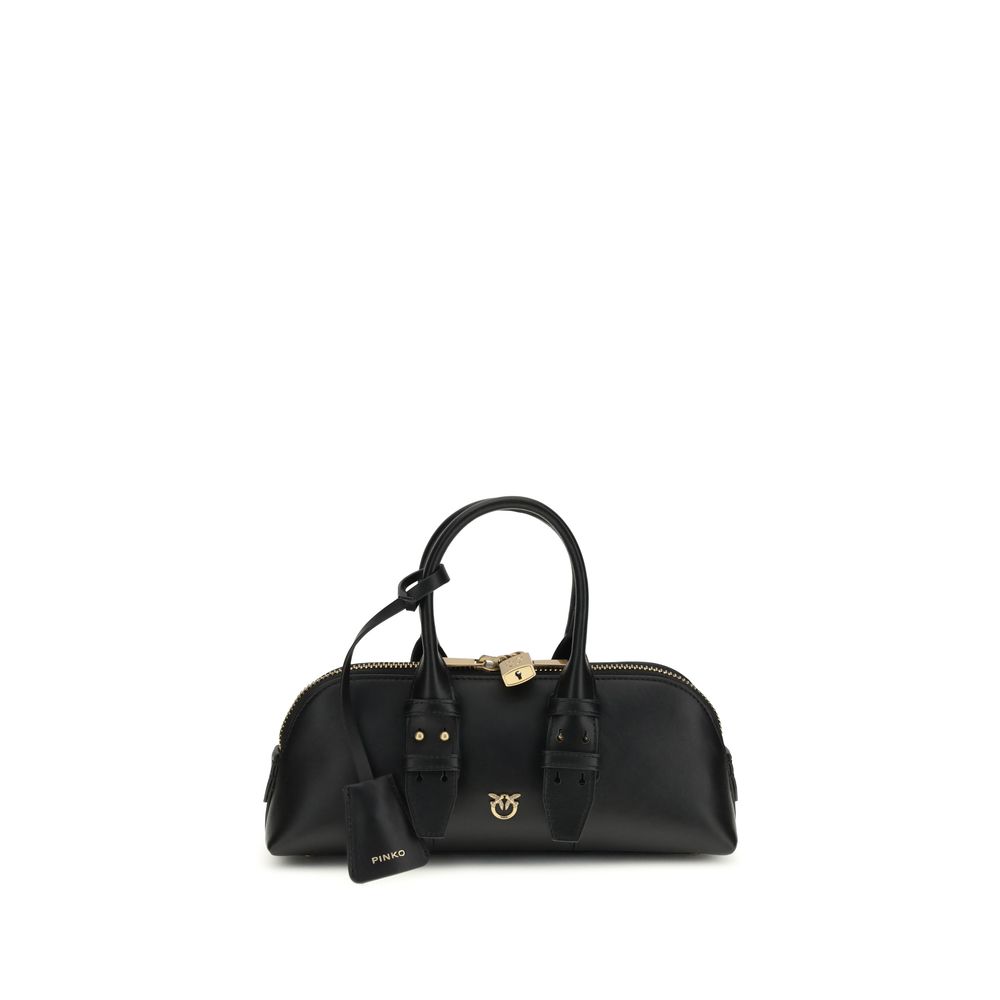 PINKO Black Calf Leather Bos Taurus Handbag