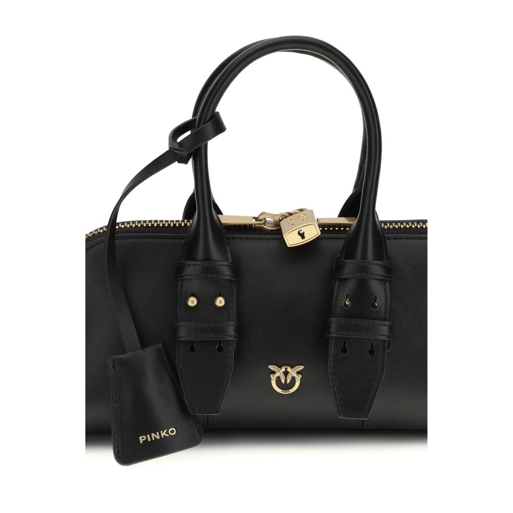 PINKO Black Calf Leather Bos Taurus Handbag - Image 4