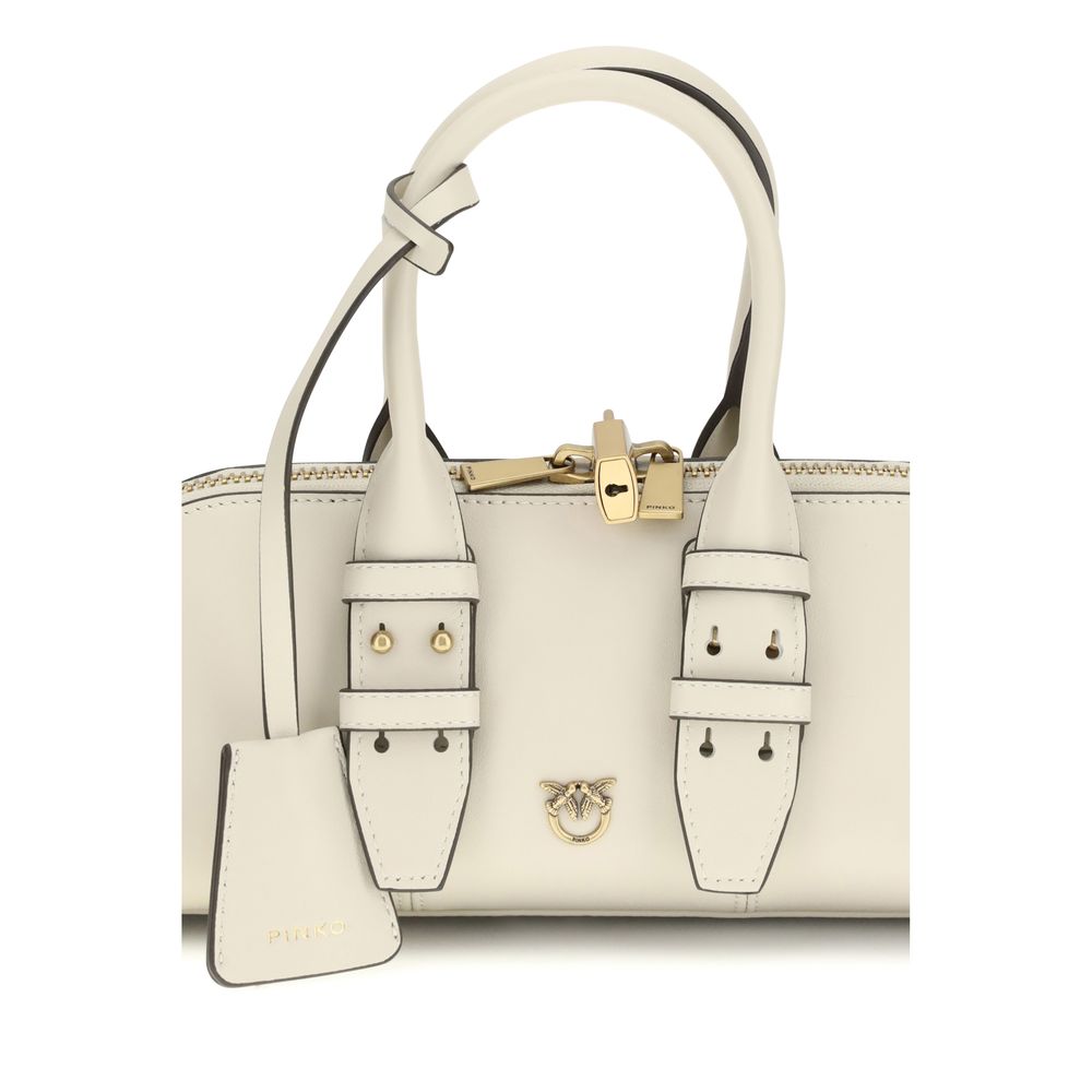 PINKO Beige Calf Leather Bos Taurus Handbag - Image 4