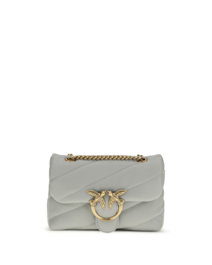PINKO Gray Calf Leather Bos Taurus Shoulder Bag