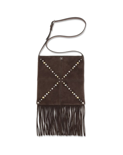 Valentino Garavani Brown Calf Leather Bos Taurus Shoulder Bag