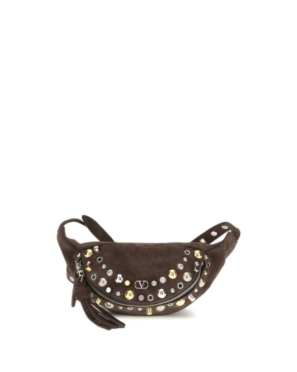 Valentino Garavani Brown Calf Leather Bos Taurus Shoulder Bag
