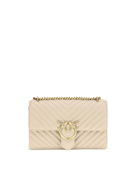 PINKO Beige Calf Leather Bos Taurus Shoulder Bag