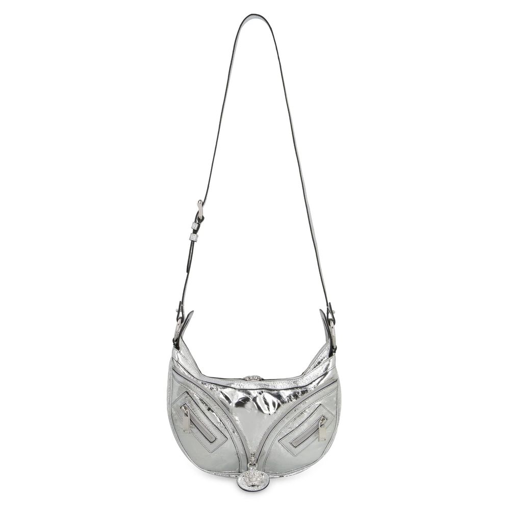 Versace Silver Lamb Leather Shoulder Bag - Image 4
