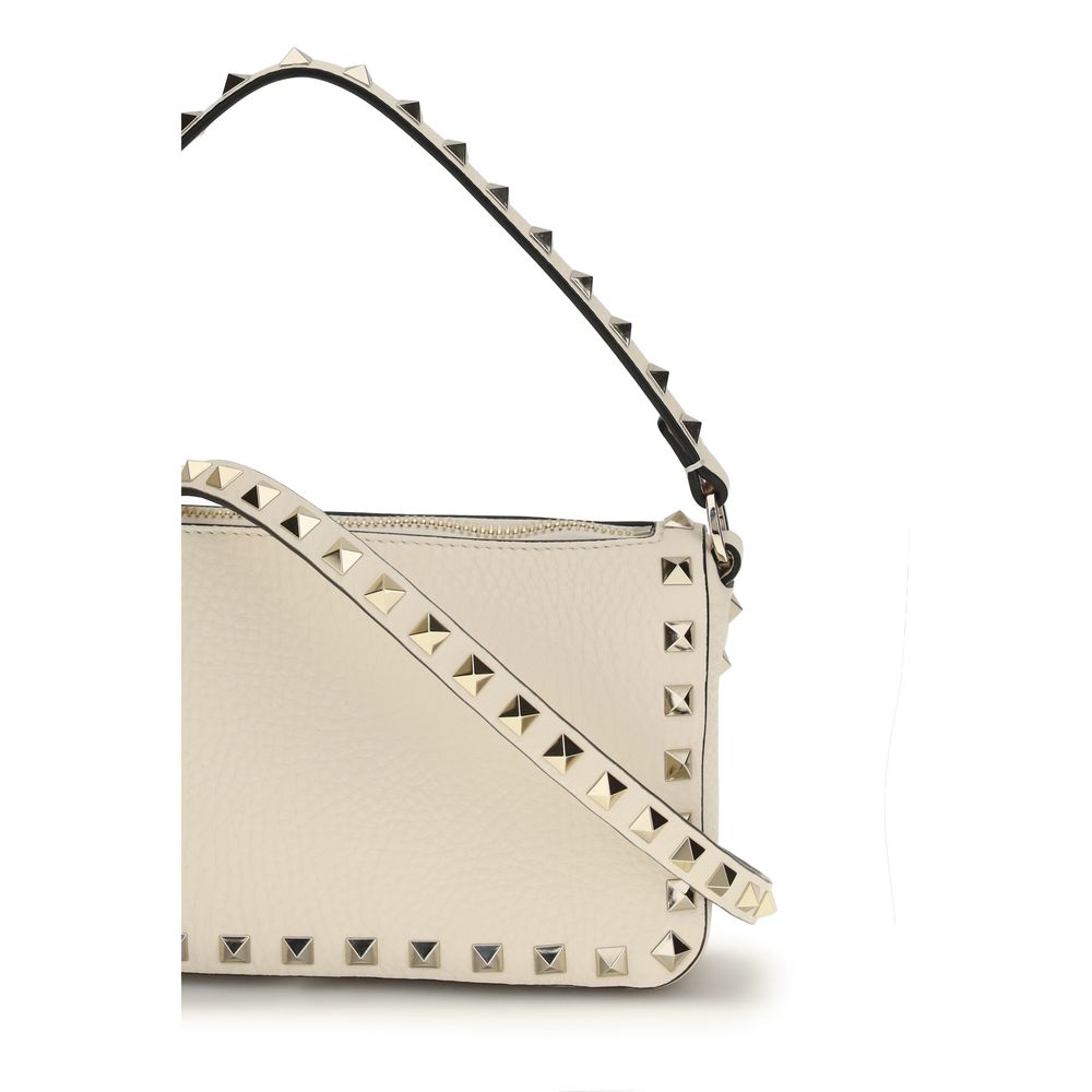 Valentino Garavani Beige Calf Leather Bos Taurus Shoulder Bag - Image 4