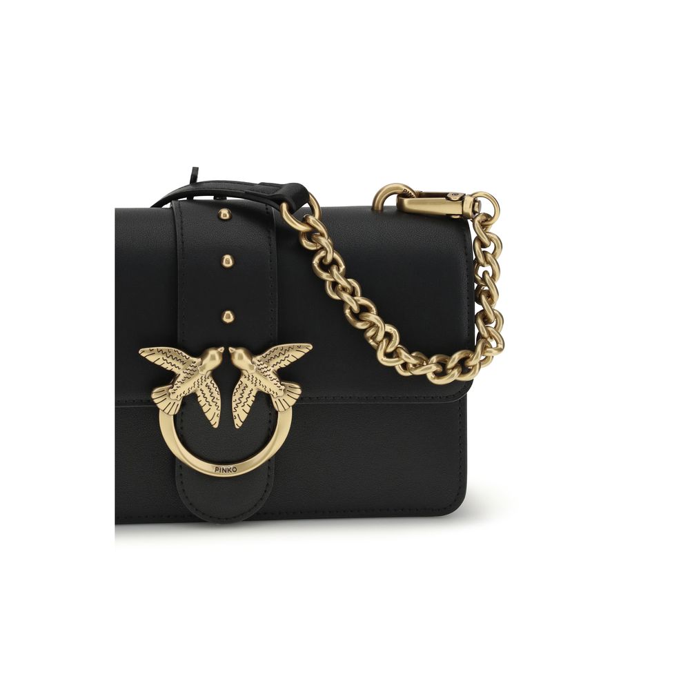 PINKO Black Calf Leather Bos Taurus Shoulder Bag - Image 4