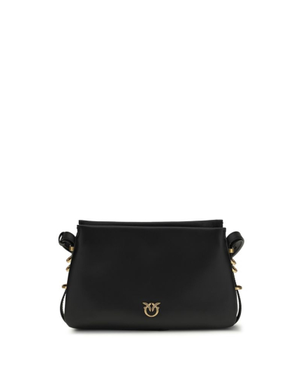 PINKO Black Calf Leather Bos Taurus Shoulder Bag
