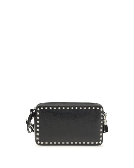 Valentino Garavani Black Calf Leather Bos Taurus Shoulder Bag