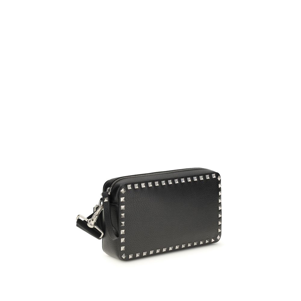 Valentino Garavani Black Calf Leather Bos Taurus Shoulder Bag - Image 2