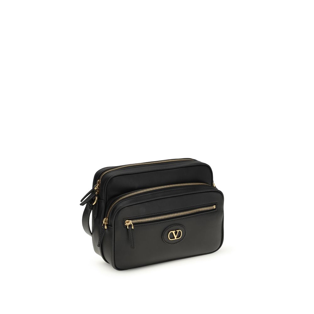 Valentino Garavani Black Calf Leather Bos Taurus Shoulder Bag - Image 2