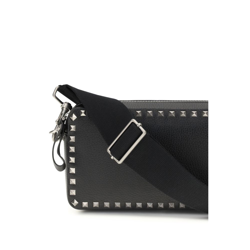 Valentino Garavani Black Calf Leather Bos Taurus Shoulder Bag - Image 4