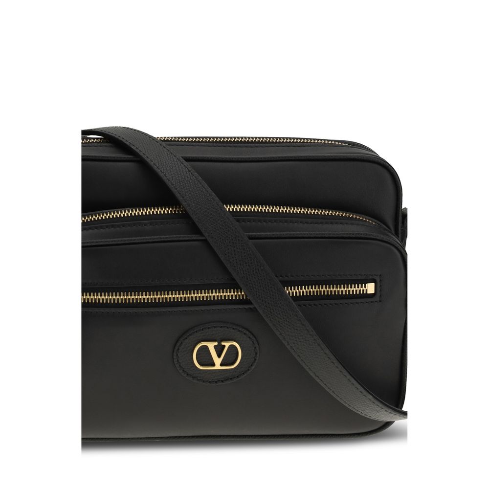 Valentino Garavani Black Calf Leather Bos Taurus Shoulder Bag - Image 4