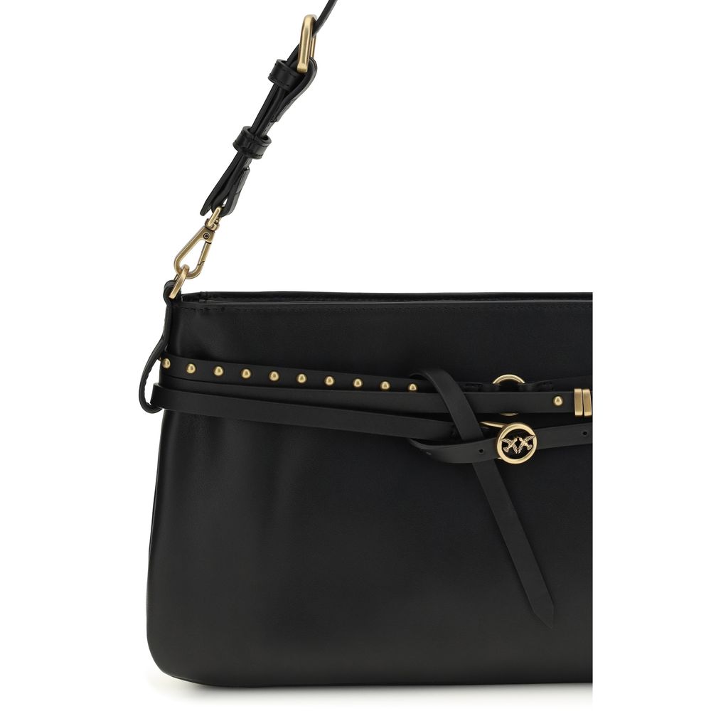 PINKO Black Calf Leather Bos Taurus Shoulder Bag - Image 4