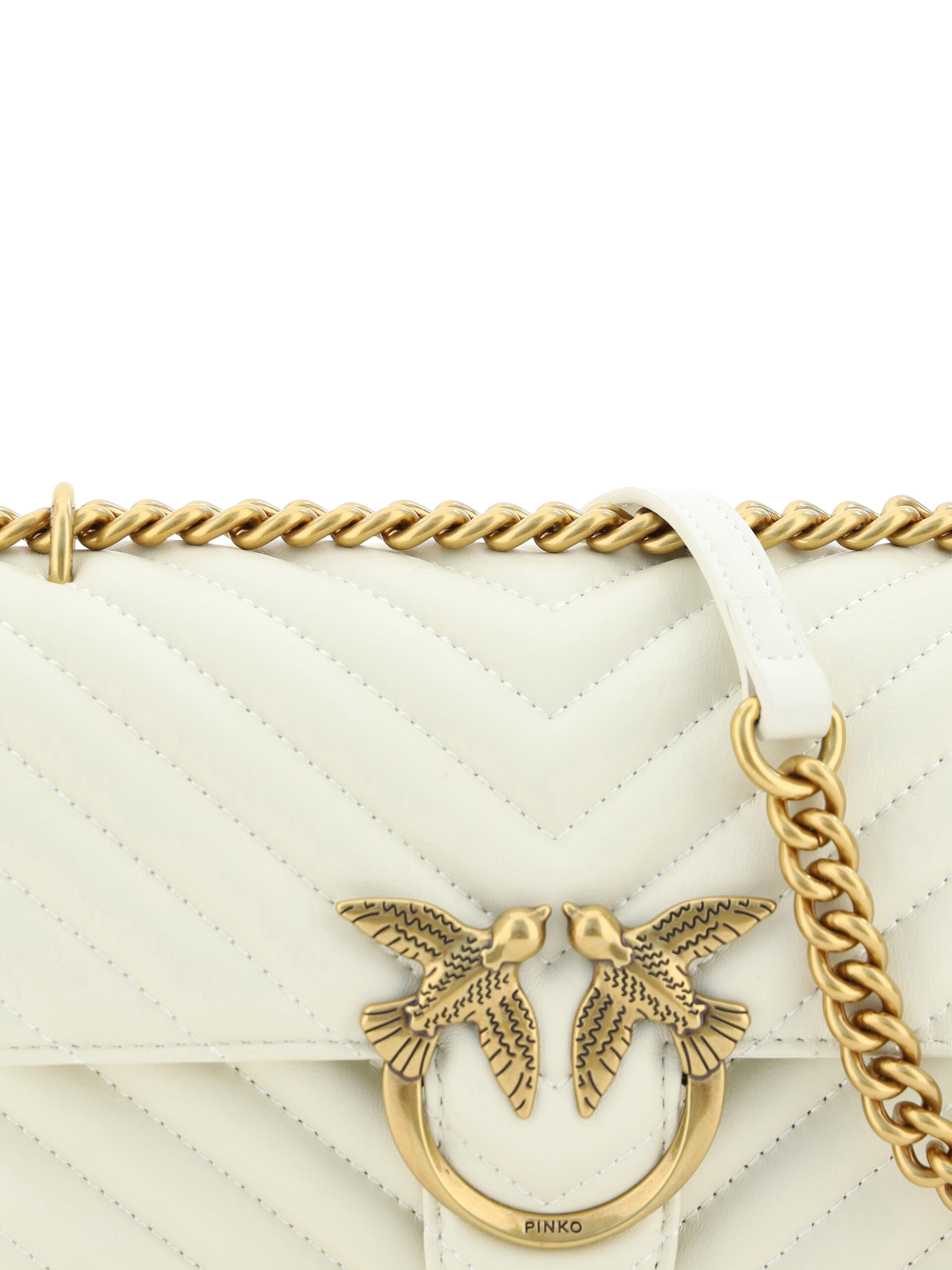 PINKO White Leather Love One Mini Shoulder Bag - Image 2