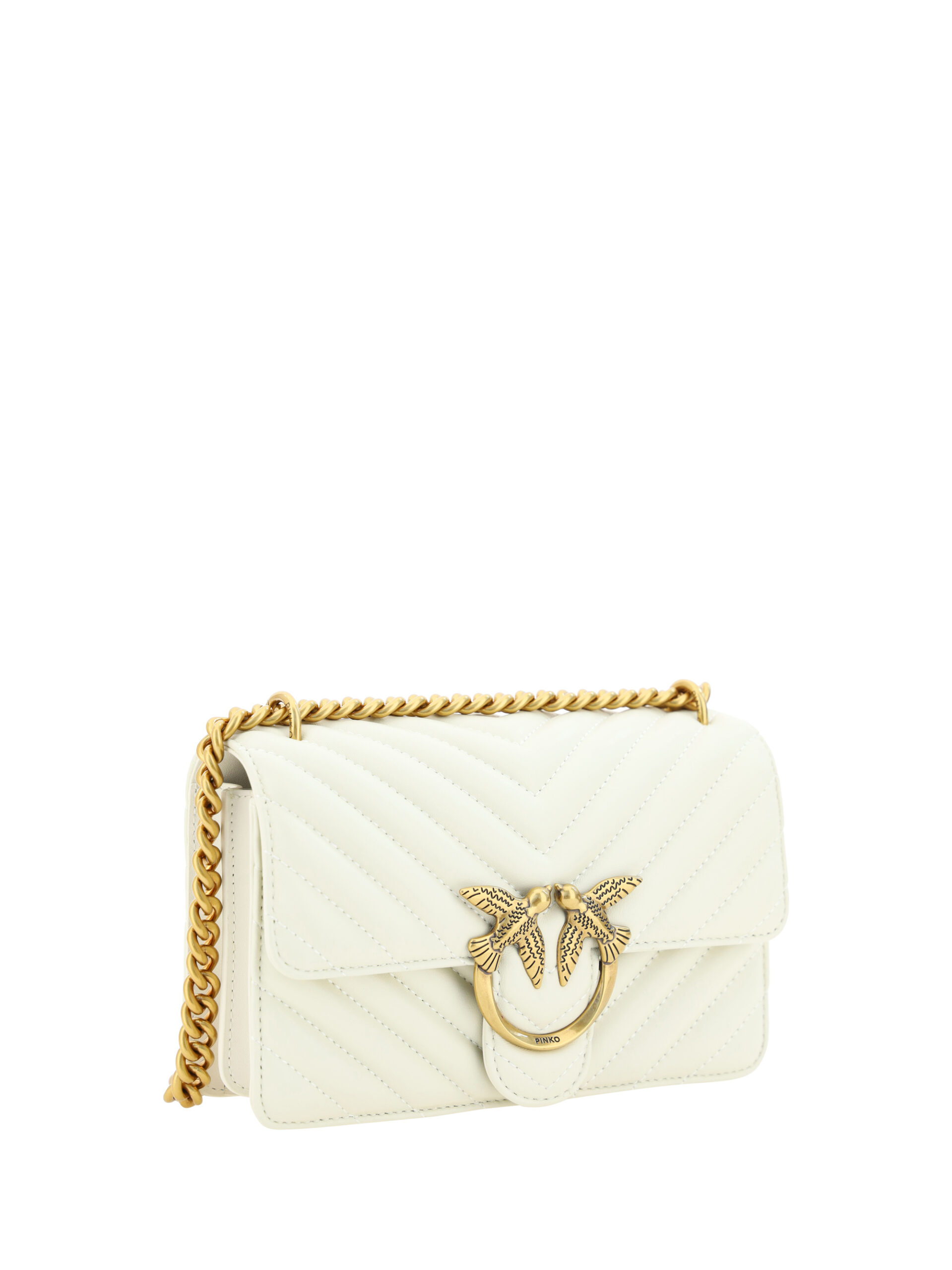 PINKO White Leather Love One Mini Shoulder Bag - Image 3