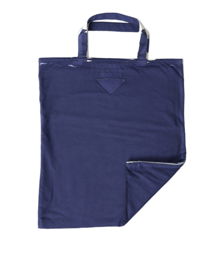 Prada Blue Jersey Fabric Logo Shoulder Shopping Tote Shopping Bag