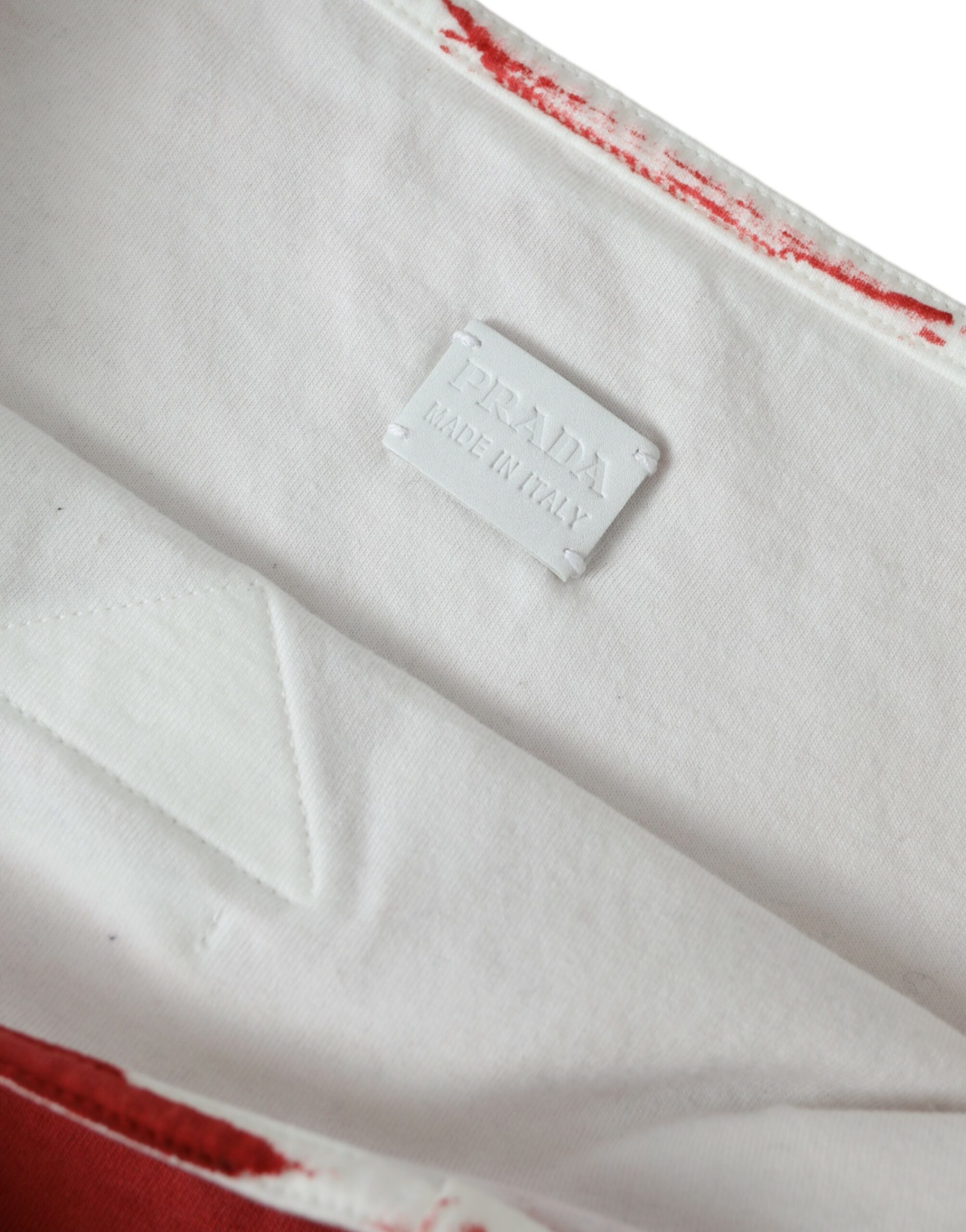 Prada Red Jersey Fabric Logo Shoulder Shopping Tote Bag - Image 6