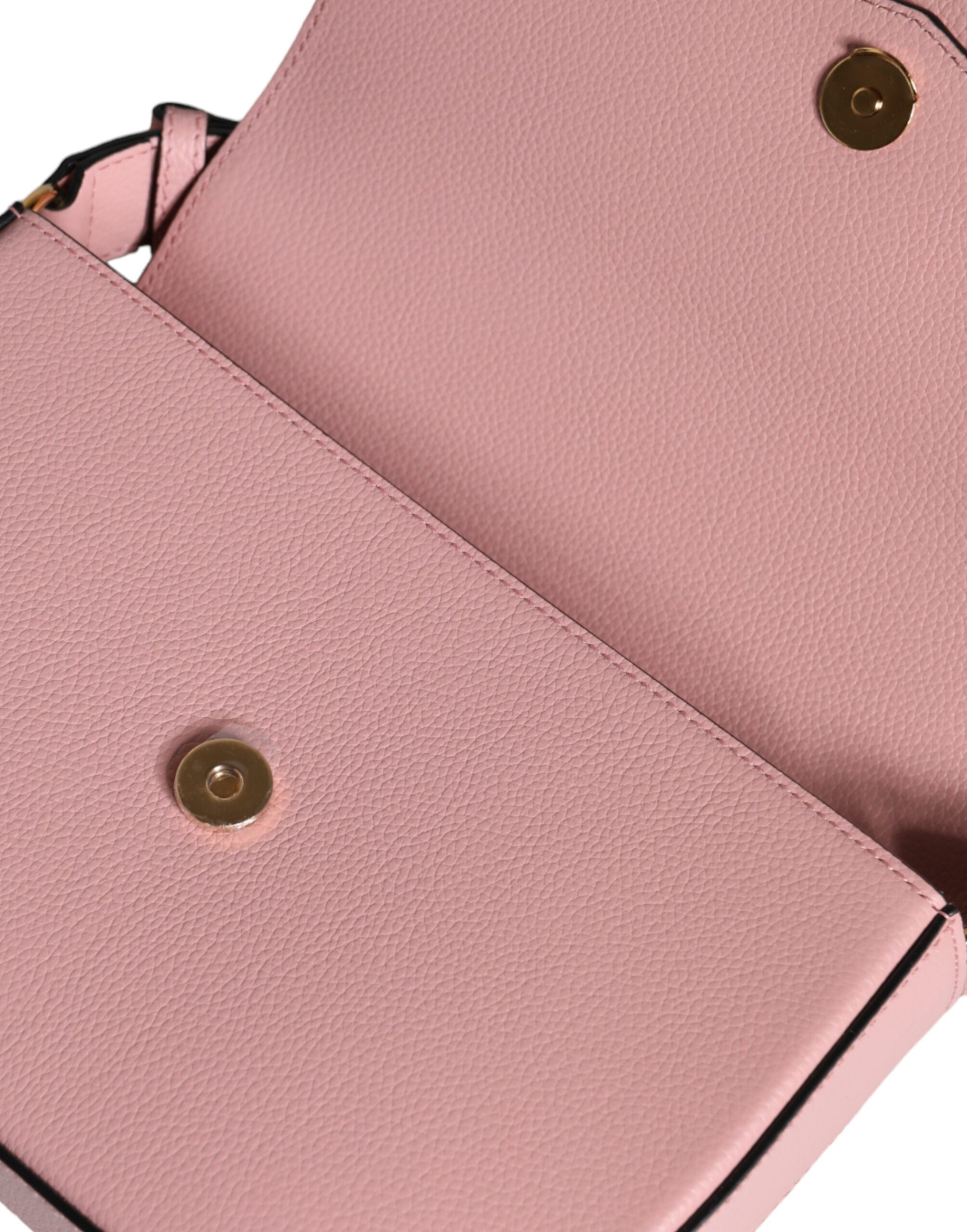 Versace Pink Grainy Calf Leather Logo Crossbody Shoulder Bag - Image 7