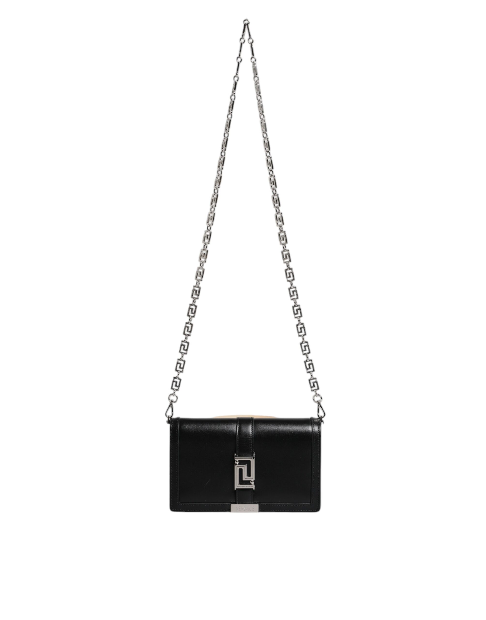 Versace Black Calfskin Leather Chain Strap Shoulder Crossbody Bag - Image 2