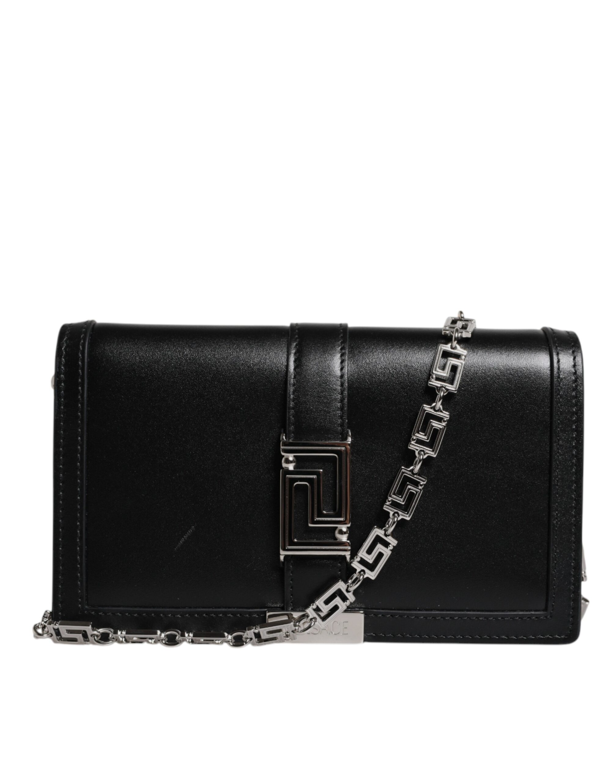 Versace Black Calfskin Leather Chain Strap Shoulder Crossbody Bag - Image 3