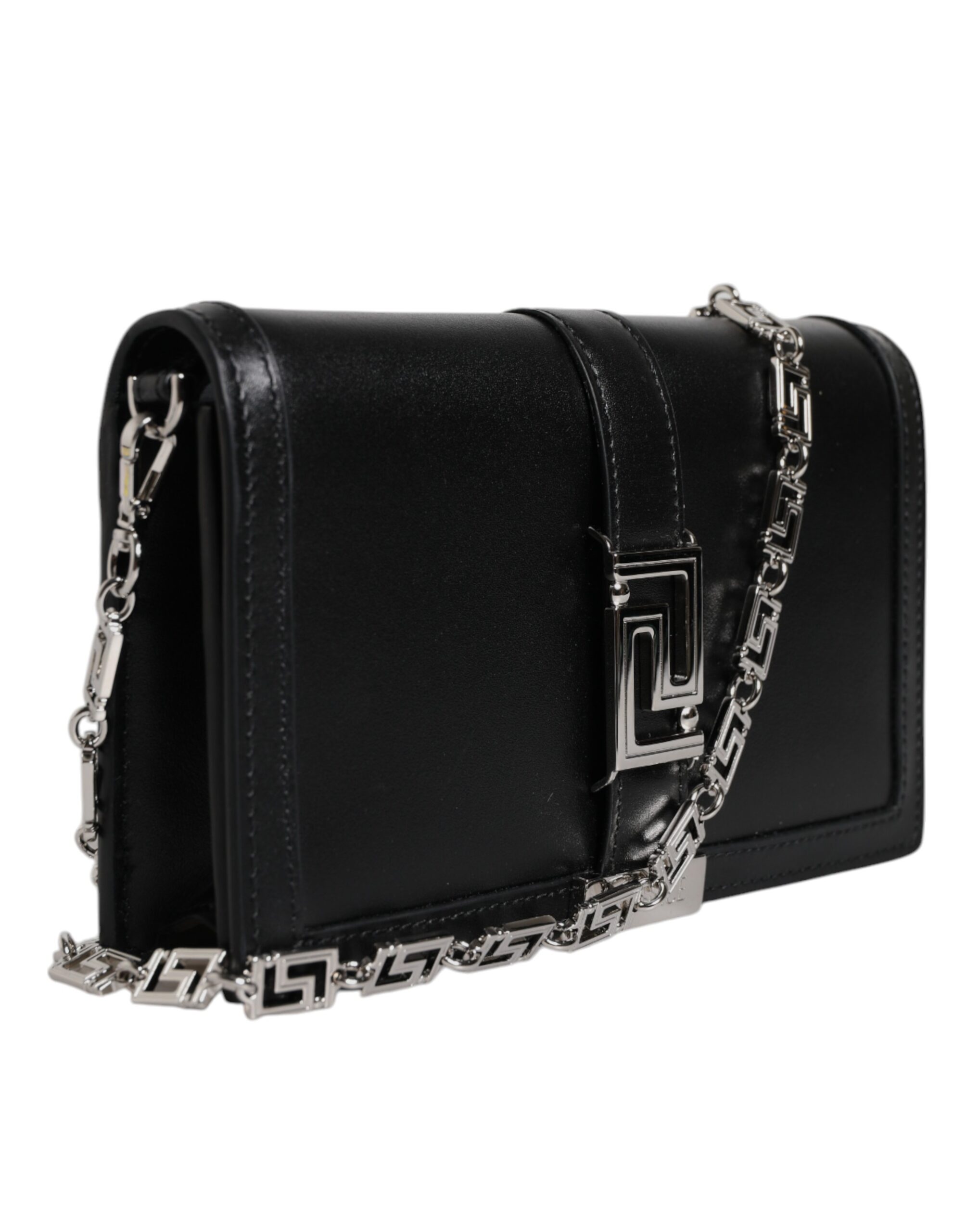 Versace Black Calfskin Leather Chain Strap Shoulder Crossbody Bag - Image 4