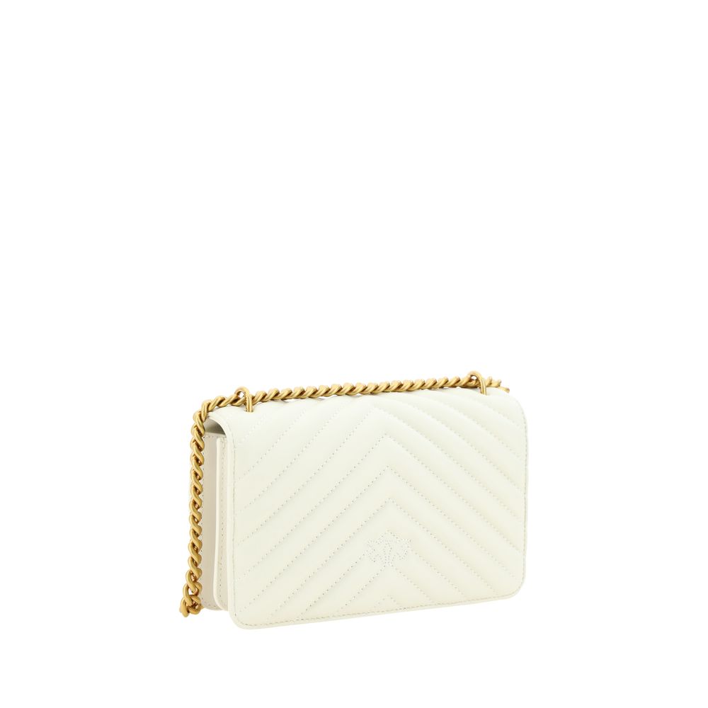PINKO White Calf Leather Bos Taurus Shoulder Bag - Image 3