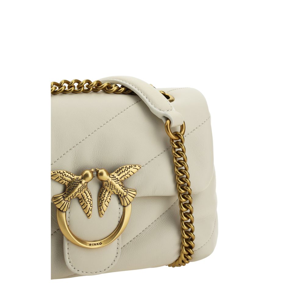 PINKO White Calf Leather Bos Taurus Shoulder Bag - Image 4