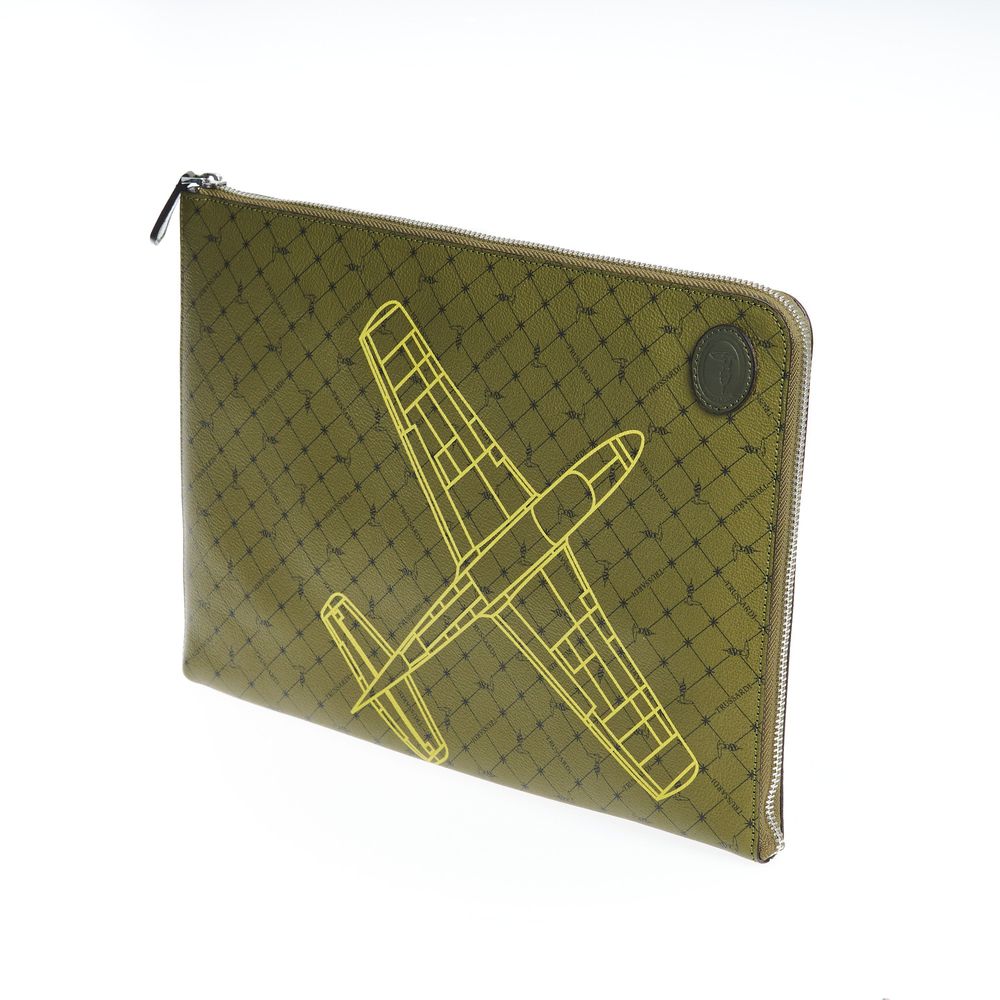 Trussardi Green Leather Men Clutch - Image 2