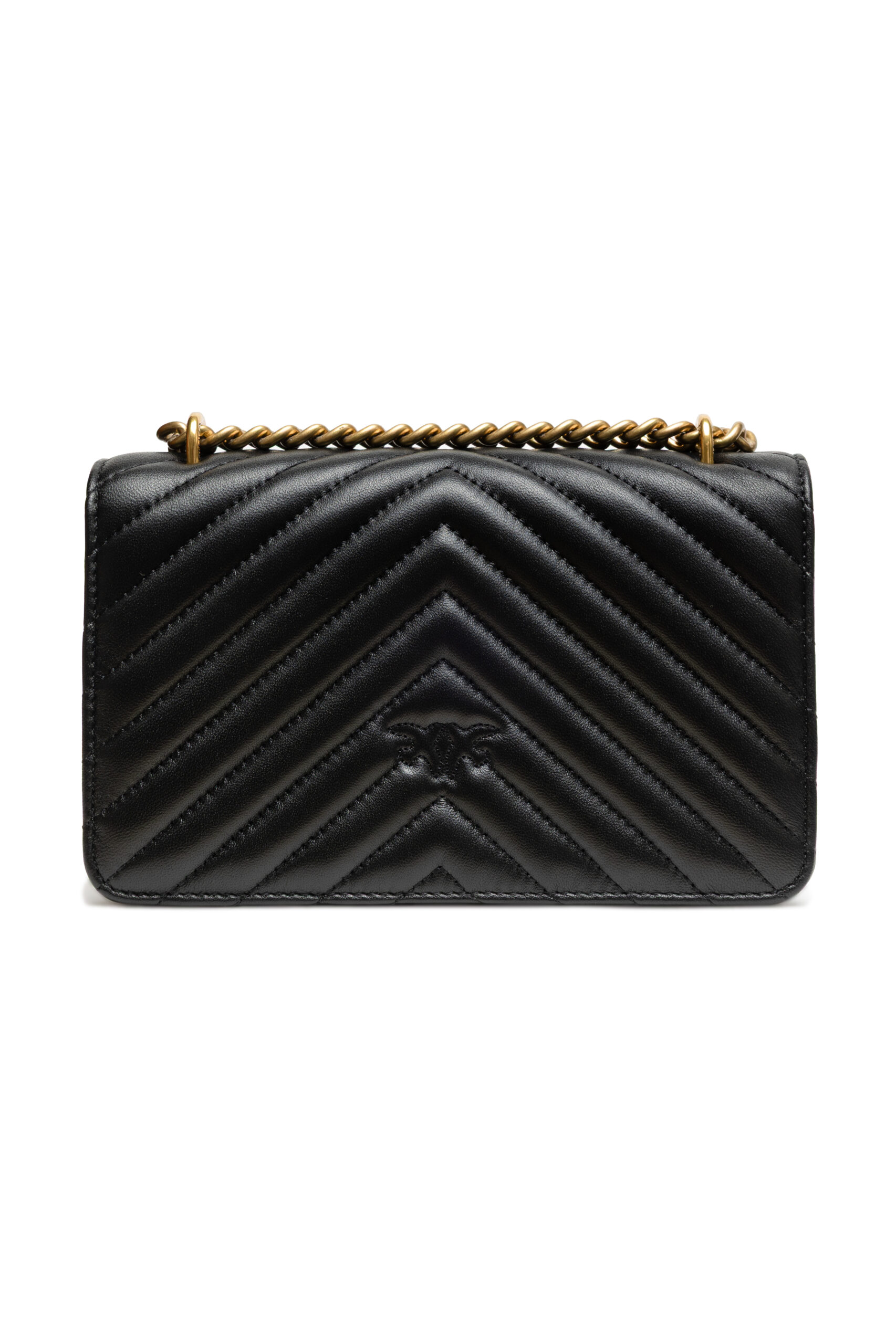 PINKO Black Leather Love One Mini Shoulder Bag - Image 3