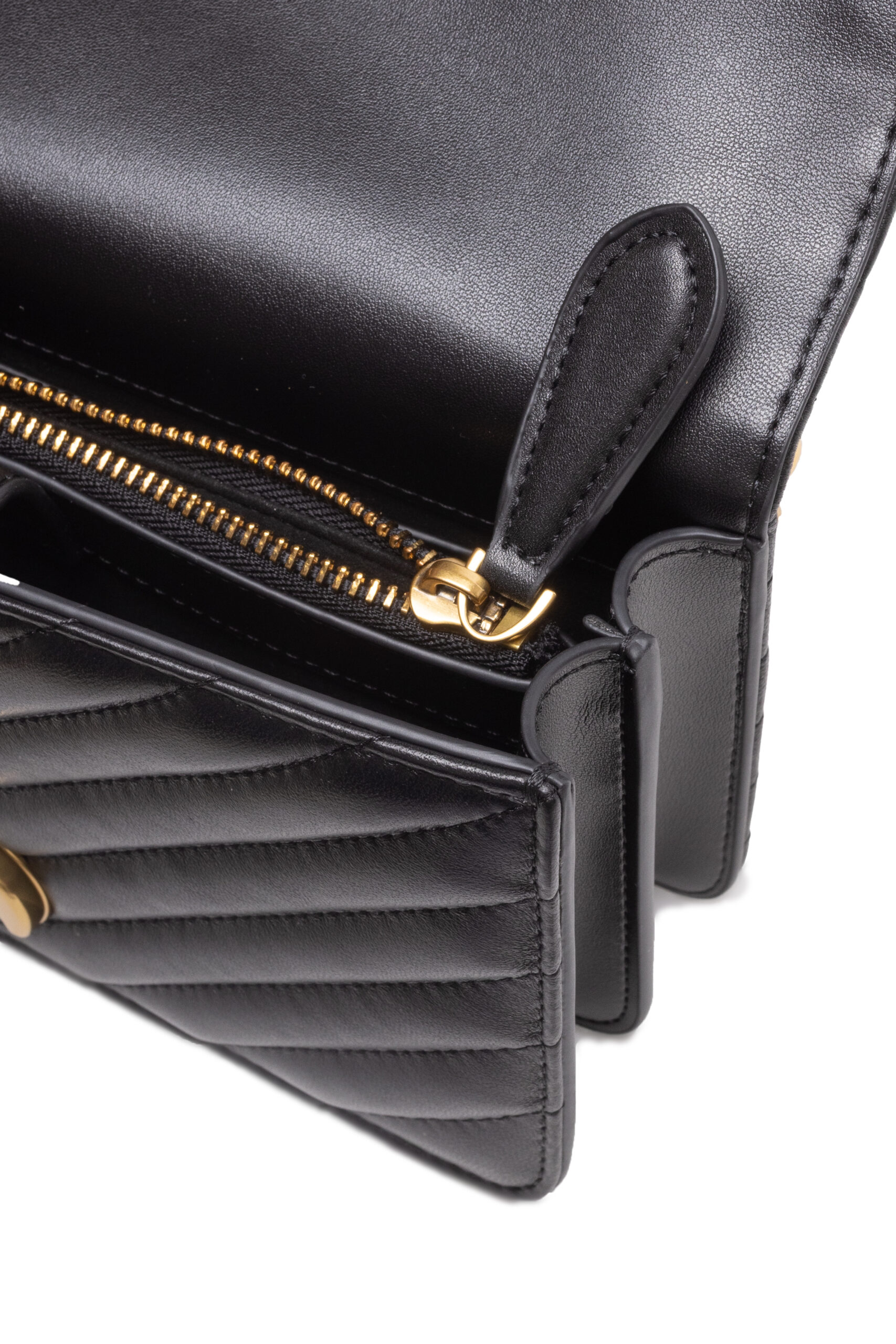 PINKO Black Leather Love One Mini Shoulder Bag - Image 4