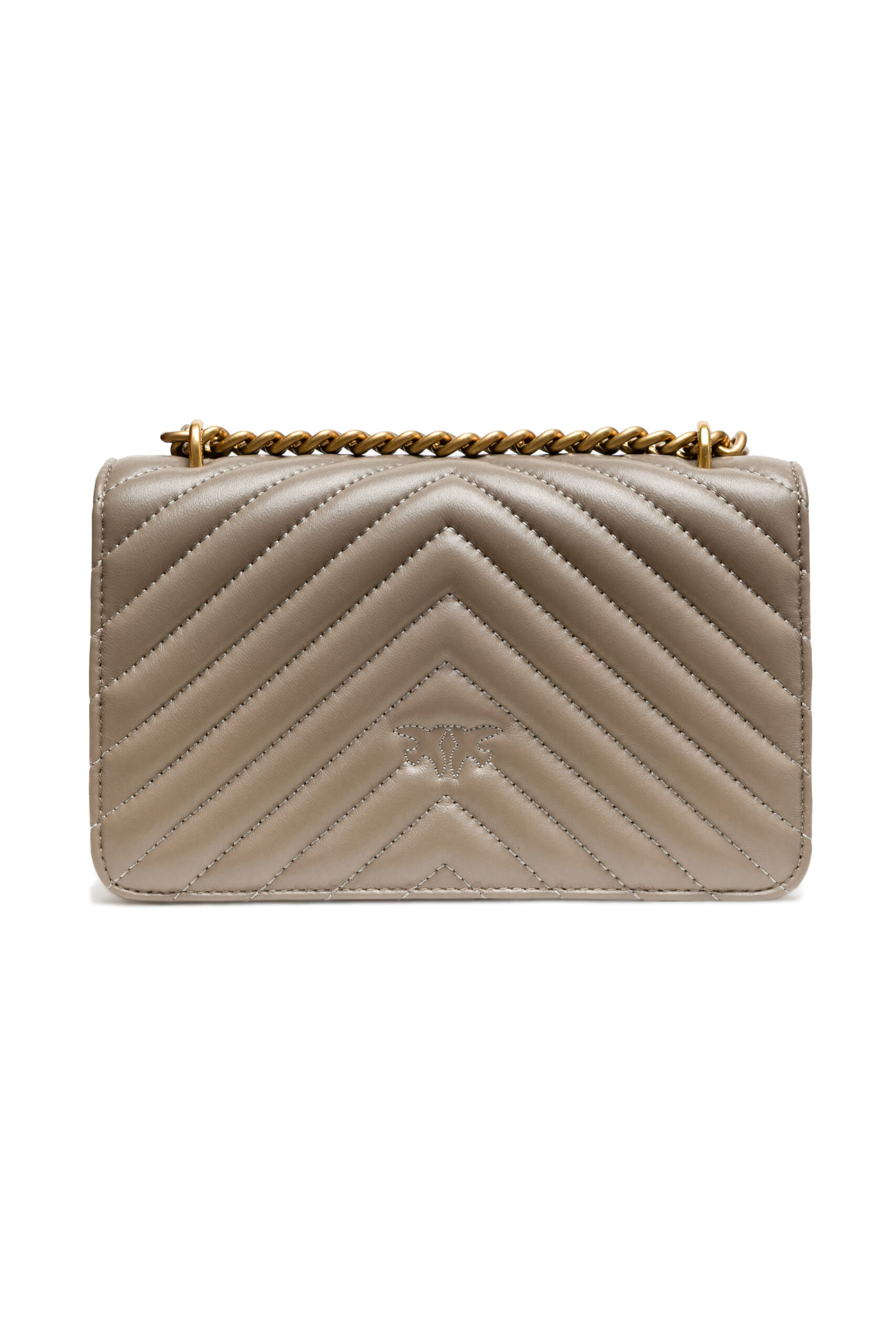 PINKO Grey Leather Love One Mini Shoulder Bag - Image 3