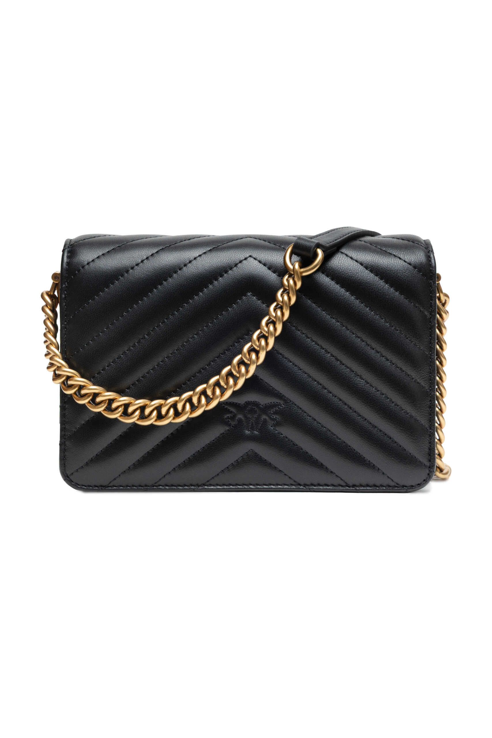 PINKO Black Leather Love Click Mini Shoulder Bag - Image 2