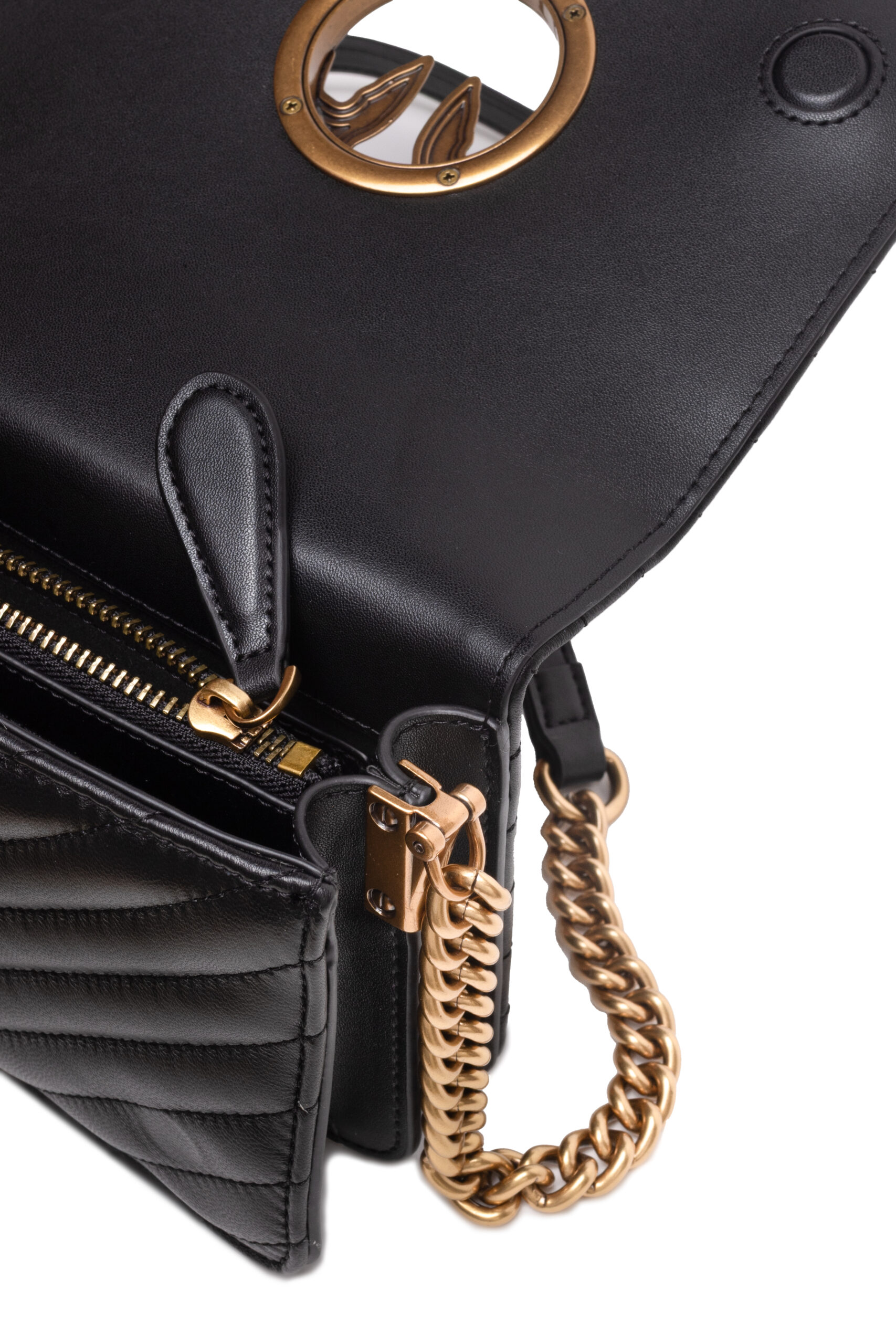 PINKO Black Leather Love Click Mini Shoulder Bag - Image 4