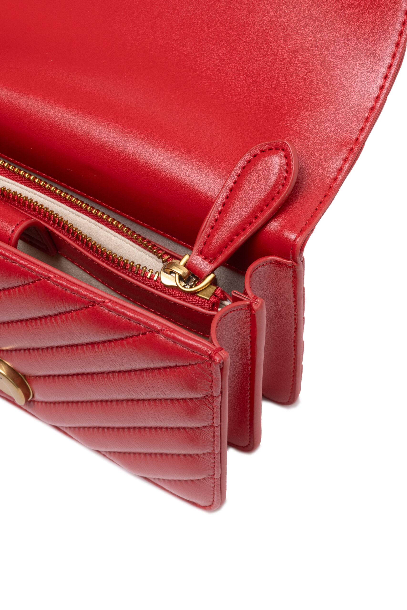 PINKO Red Leather Love One Mini Shoulder Bag - Image 2