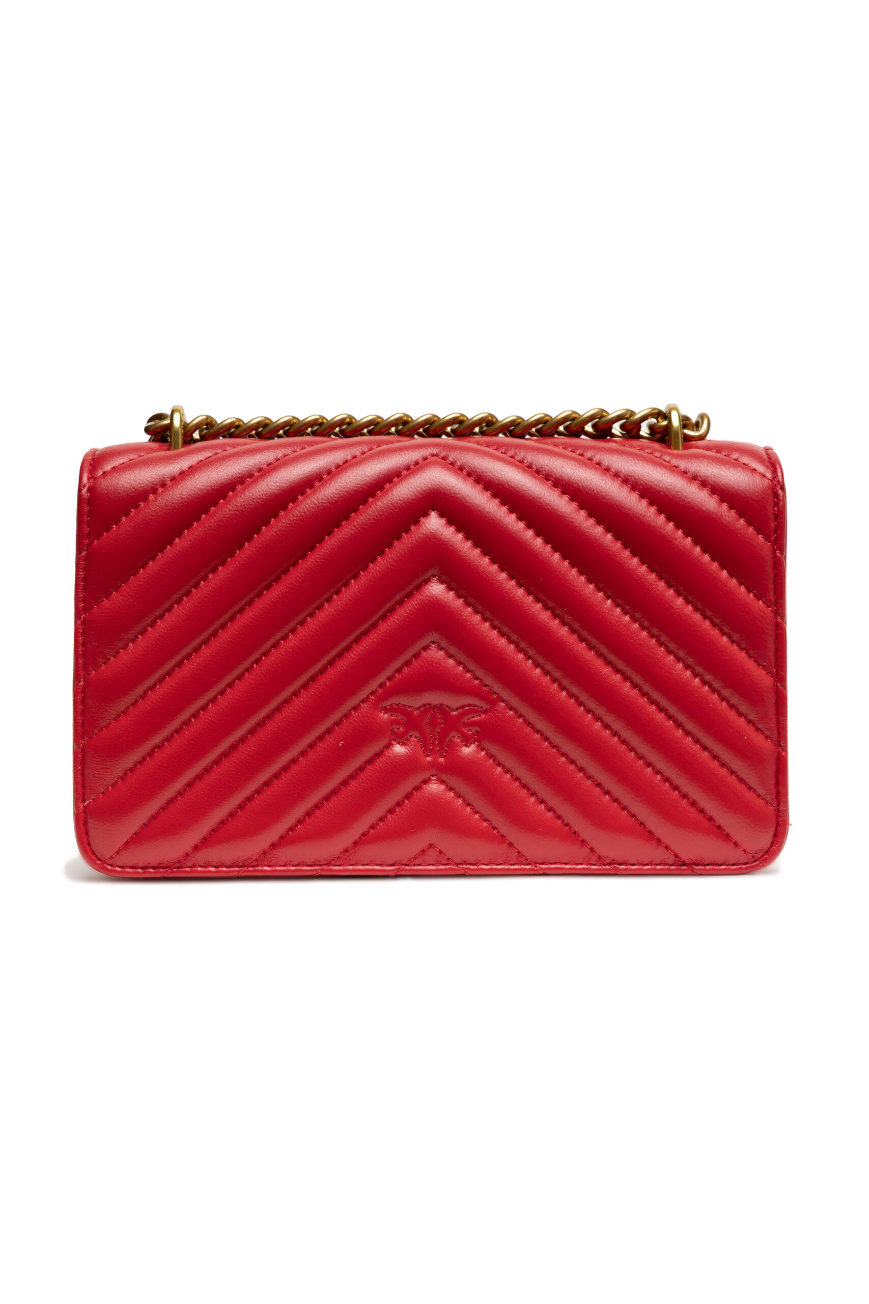 PINKO Red Leather Love One Mini Shoulder Bag - Image 3