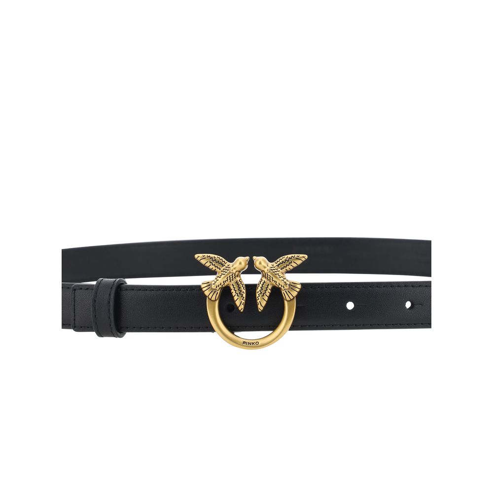 PINKO Black Calf Leather Bos Taurus Regular Belt - Image 3