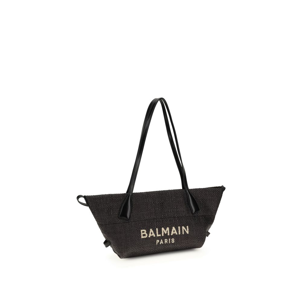 Balmain Black Raffia Shoulder Bag - Image 2